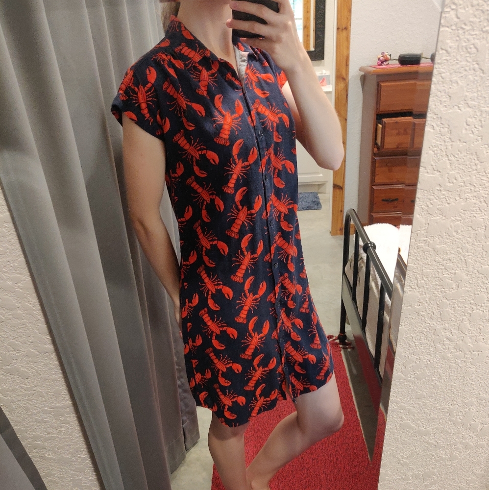 Old Navy tunic dress lobster pattern linen